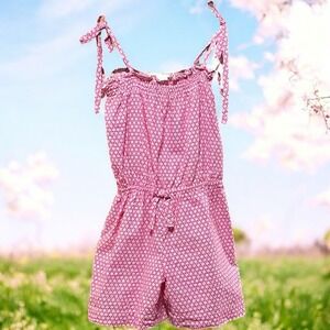 Little English Girls One Piece Romper‎ Size 6 Pink White  Boutique